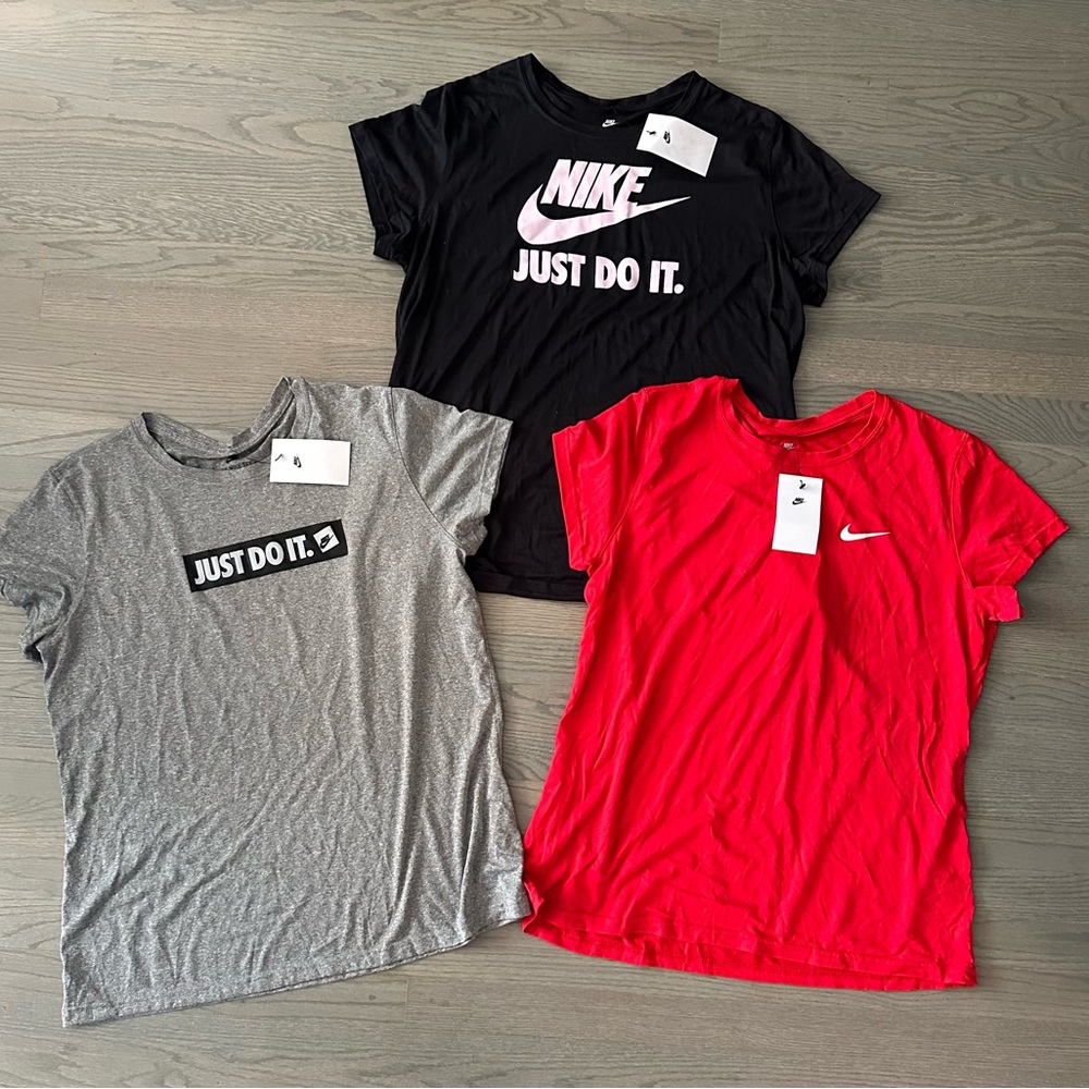 NWT NIKE TEE DRI FIT Shirt Top Bundle PLUS SIZE WOMEN’S XXL 2XL Red Black Gray